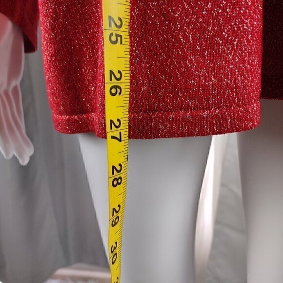 Ruby Rd Women's Red Sweater Gold Sparkle One Piece Pullover Cardigan Size Large - Picture 6 of 12